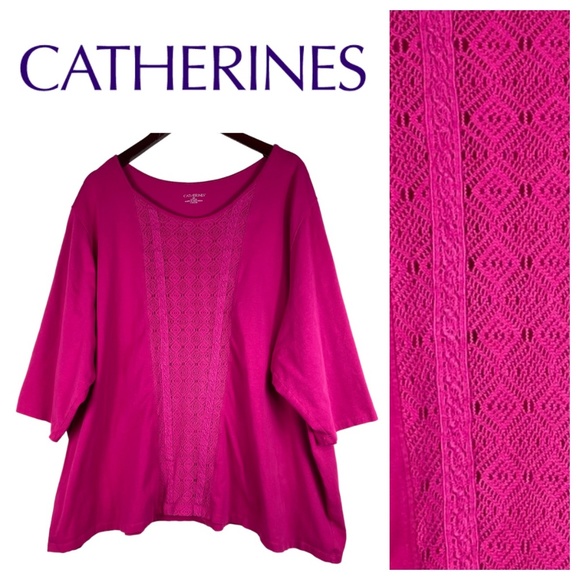 Catherines 4X 5X 30 32 Top Shirt Tunic Pink Flowy Boho CHIC - Picture 1 of 2